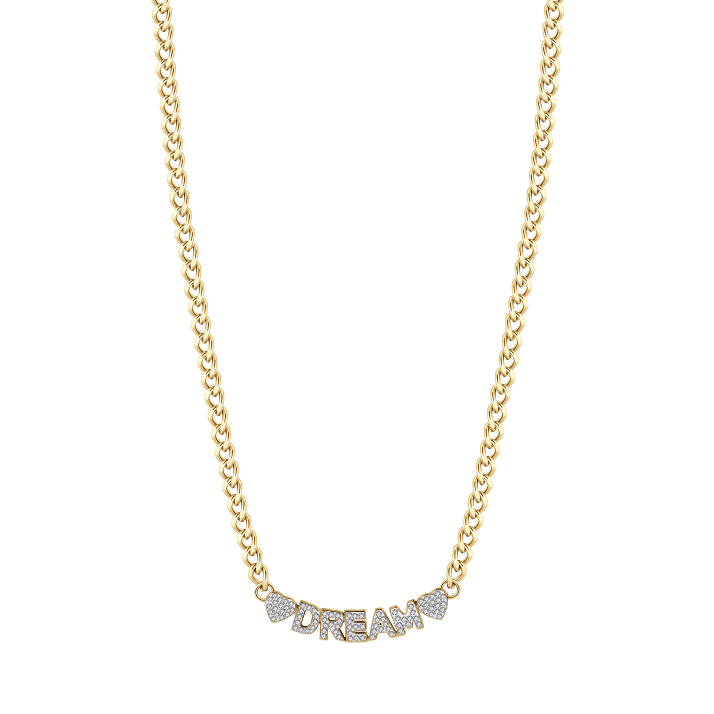 WOMEN'S GOLD STEEL DREAM NECKLACE WITH WHITE CRYSTALS