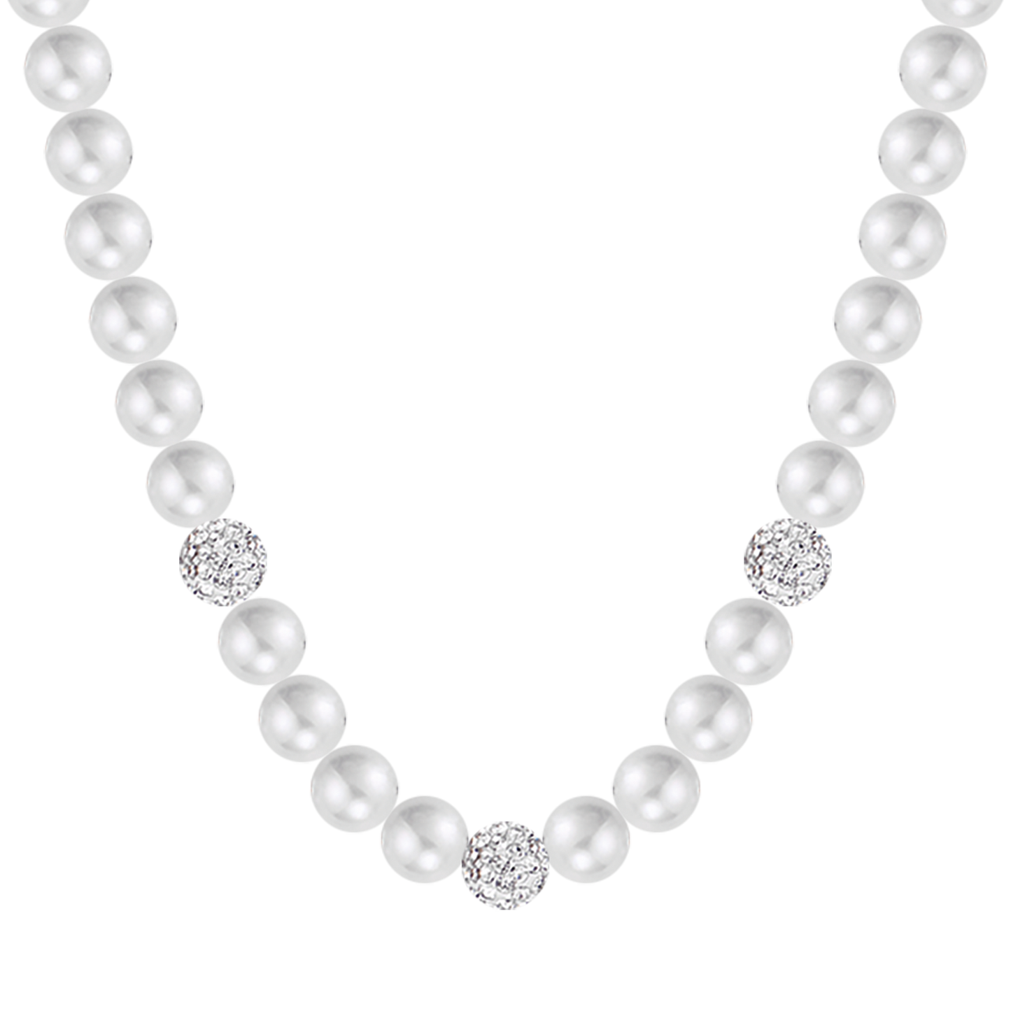 WOMAN PEARL NECKLACE WITH WHITE CRYSTALS