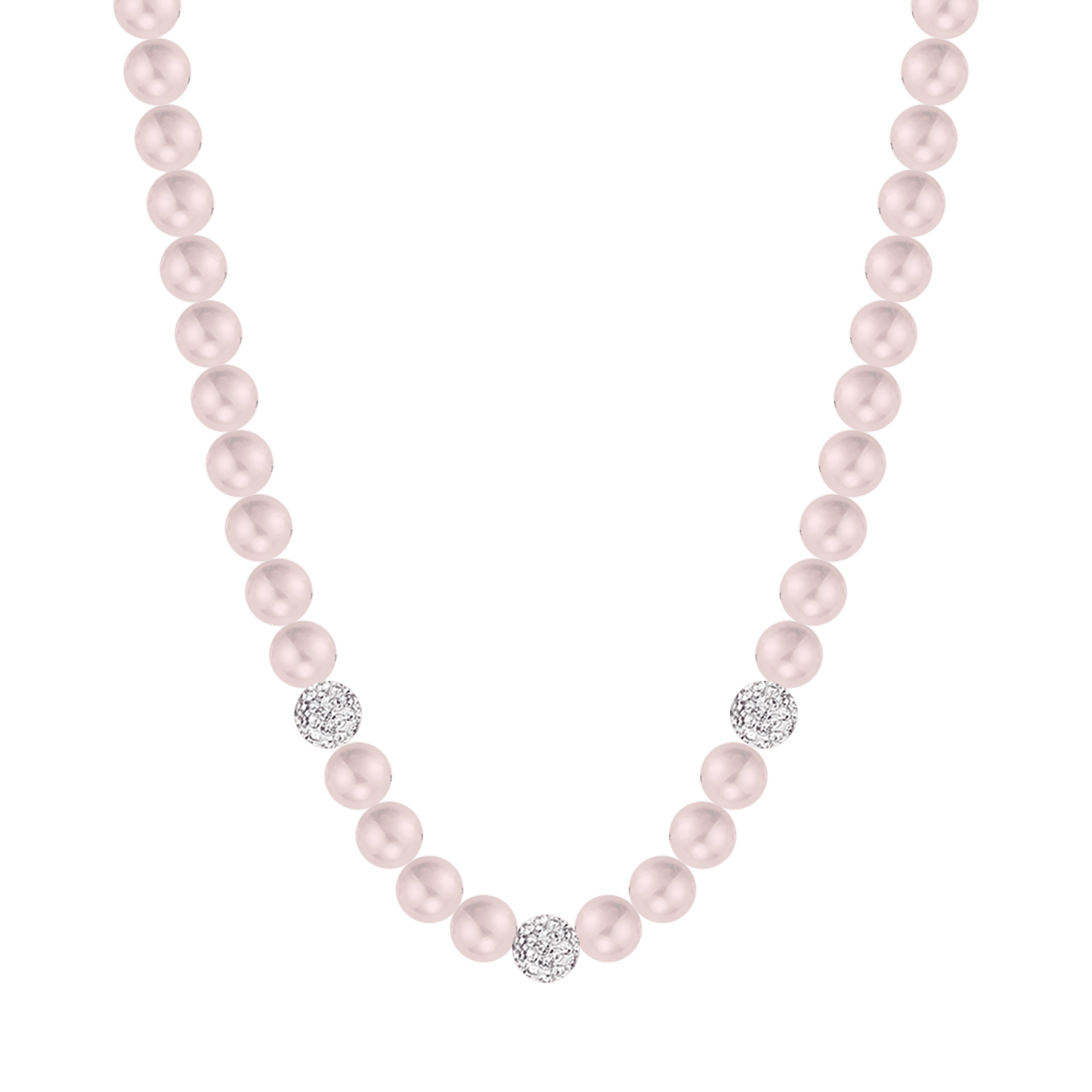 WOMAN PEARL NECKLACE WITH WHITE CRYSTALS