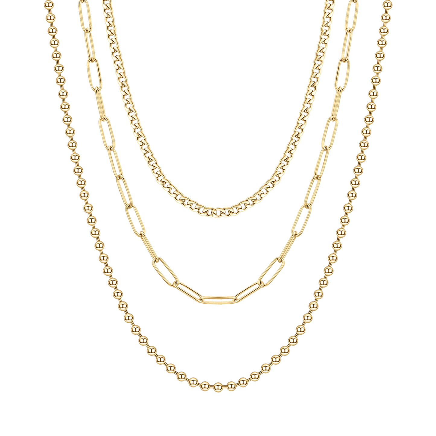 WOMEN'S IP GOLD STEEL MULTI-STRAND NECKLACE