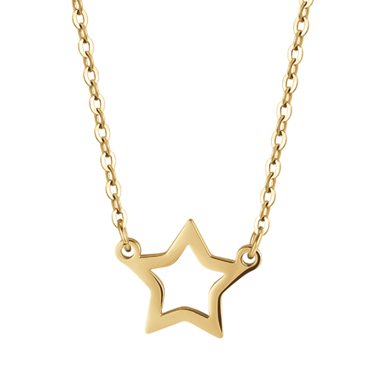 WOMEN'S IP GOLD STEEL NECKLACE WITH GOLD STAR