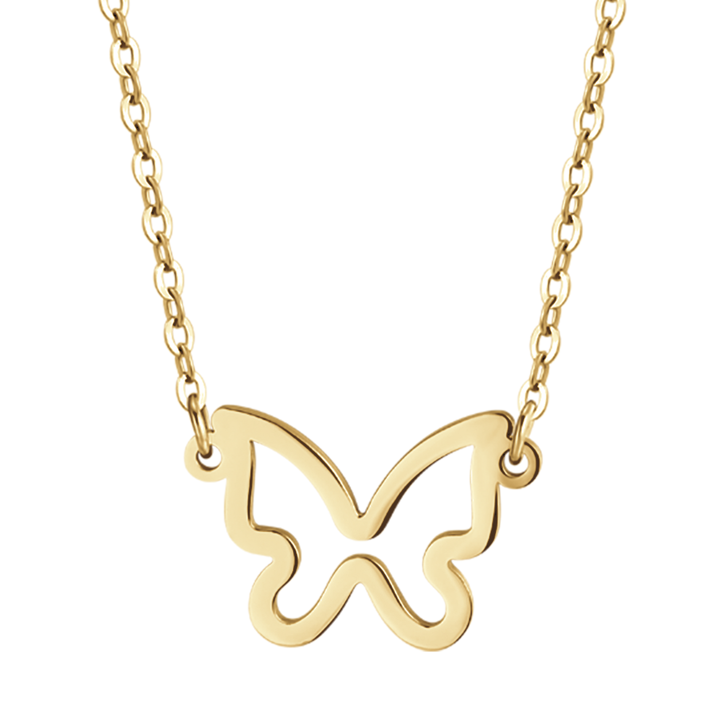 WOMEN'S IP GOLD STEEL NECKLACE WITH GOLD BUTTERFLY
