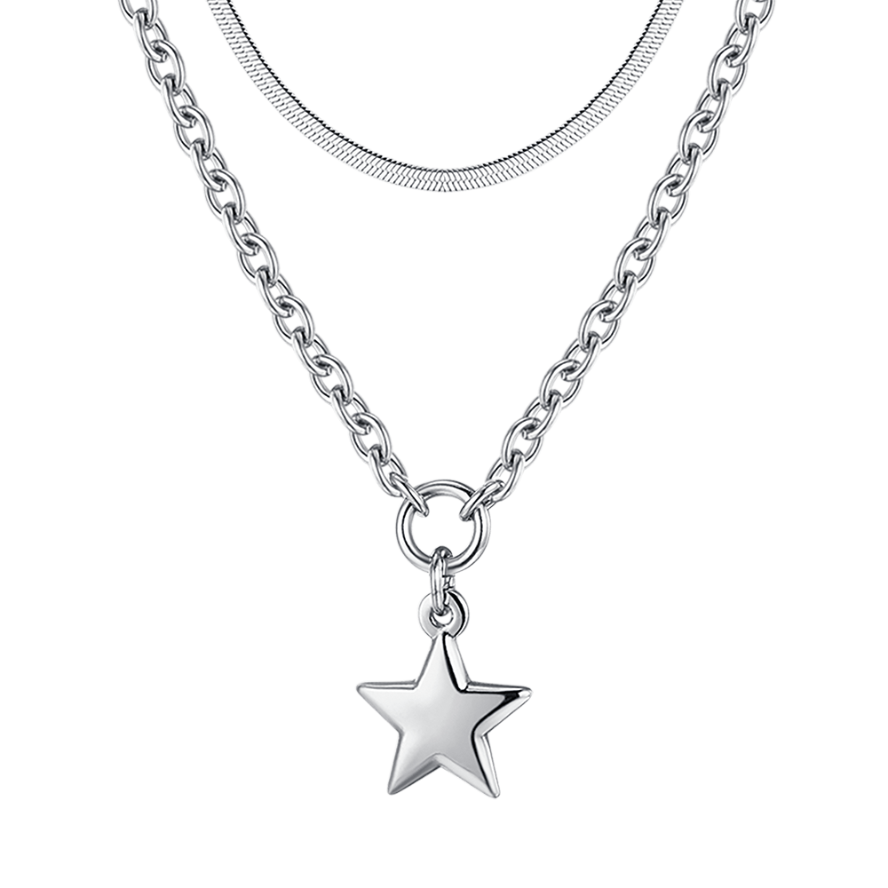 IP GOLD MUTLIFILO STEEL WOMEN'S NECKLACE WITH STAR