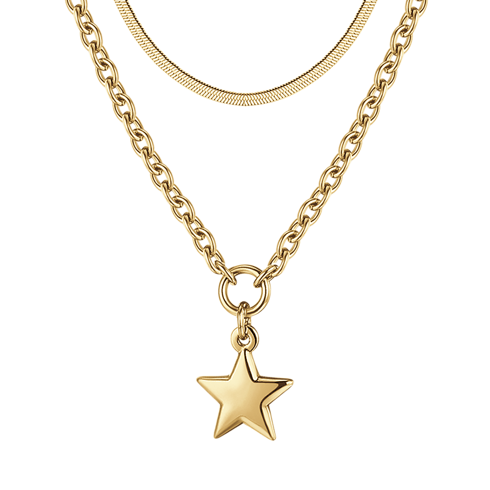 IP GOLD MUTLIFILO STEEL WOMEN'S NECKLACE WITH STAR