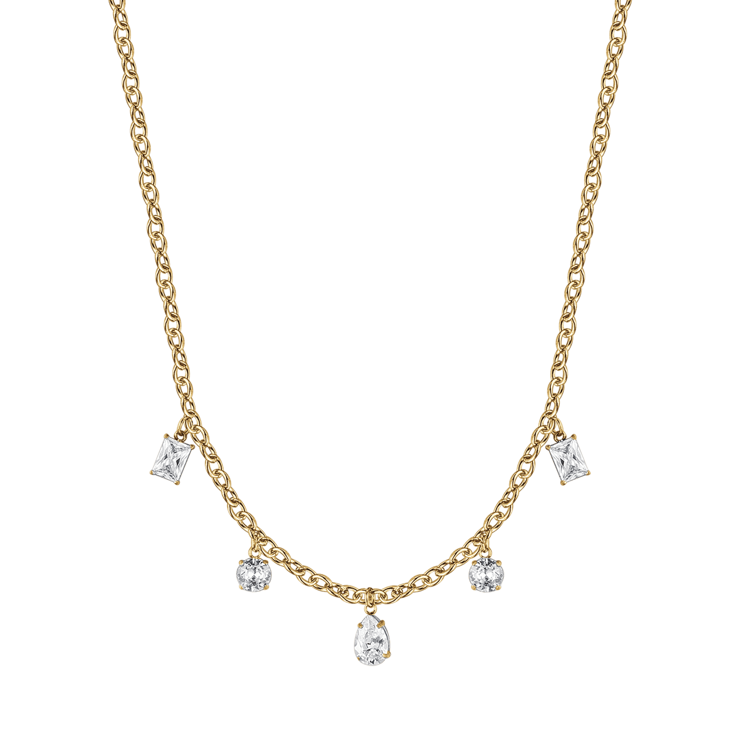 WOMAN'S NECKLACE IN IP GOLD STEEL WITH WHITE CRYSTALS Pendants Luca Barra