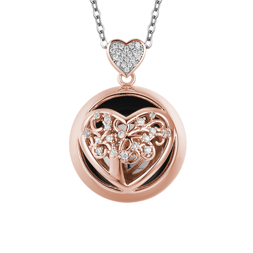 STEEL ANGEL CALL NECKLACE WITH METAL HEART AND METAL SPHERE