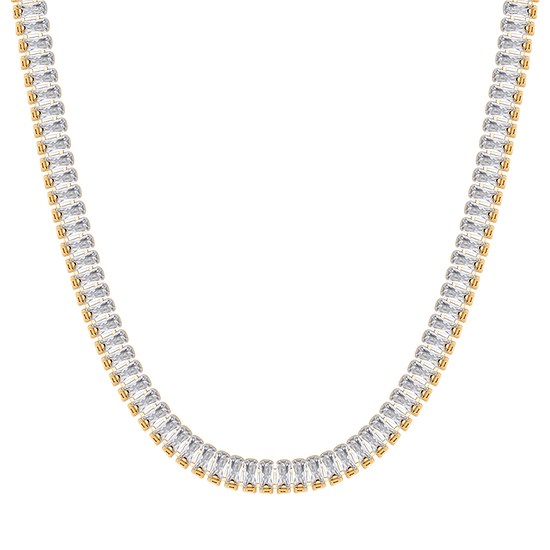 WOMAN'S TENNIS NECKLACE IN STEEL WITH WHITE BAGUETTE CRYSTALS Luca Barra