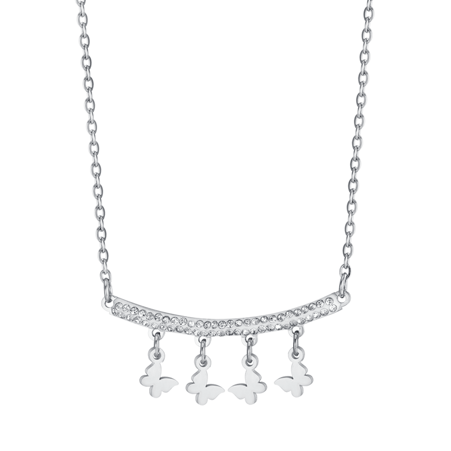 WOMEN'S STEEL NECKLACE WITH BUTTERFLY PENDANTS