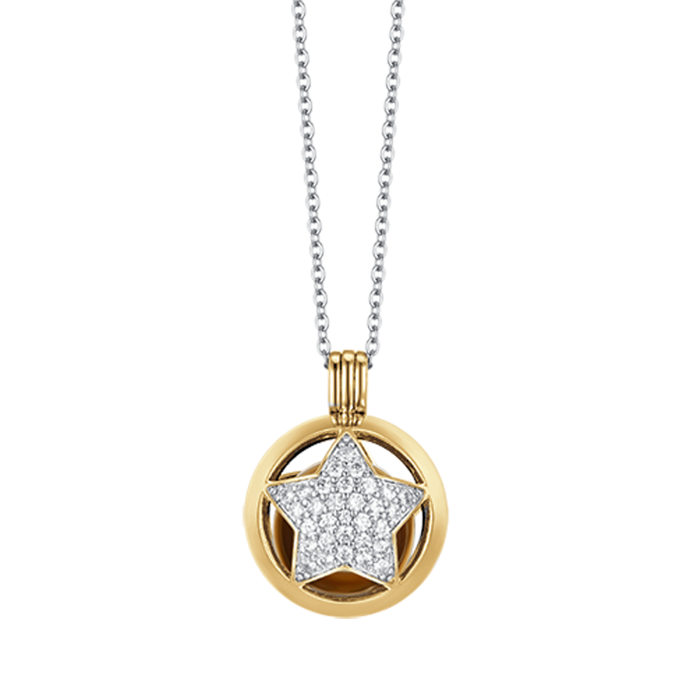 STEEL ANGEL CALL NECKLACE WITH STAR WITH WHITE CRYSTALS