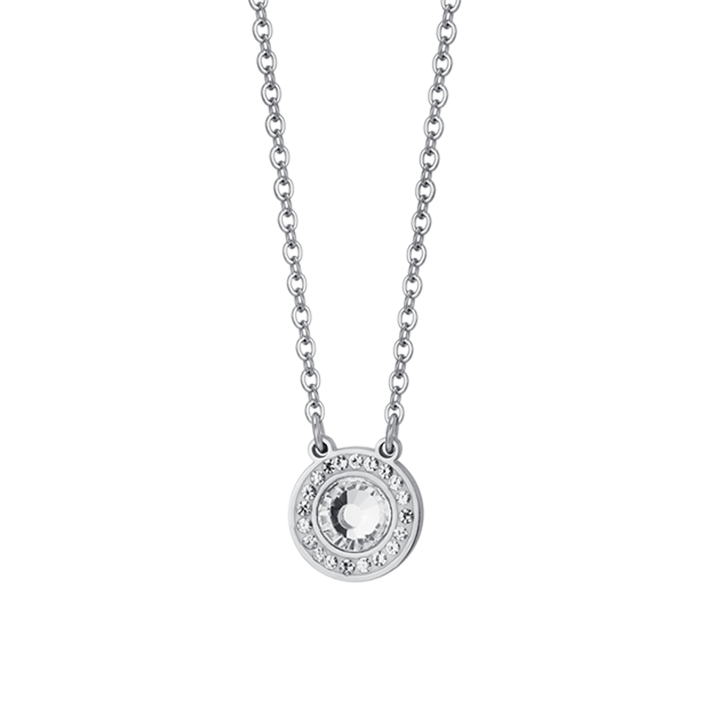 WHITE CRYSTAL ELEMENT STEEL WOMEN'S NECKLACE
