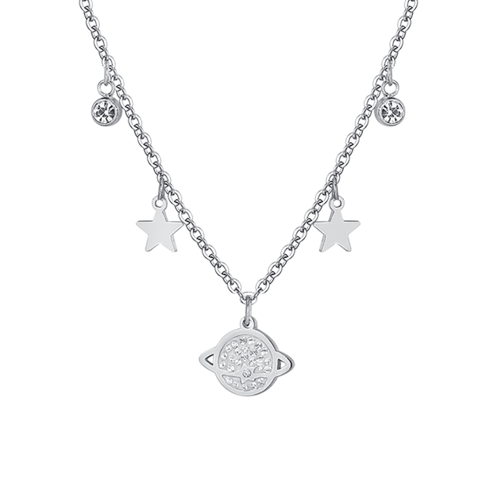 WOMEN'S STEEL PLANET AND STARS NECKLACE