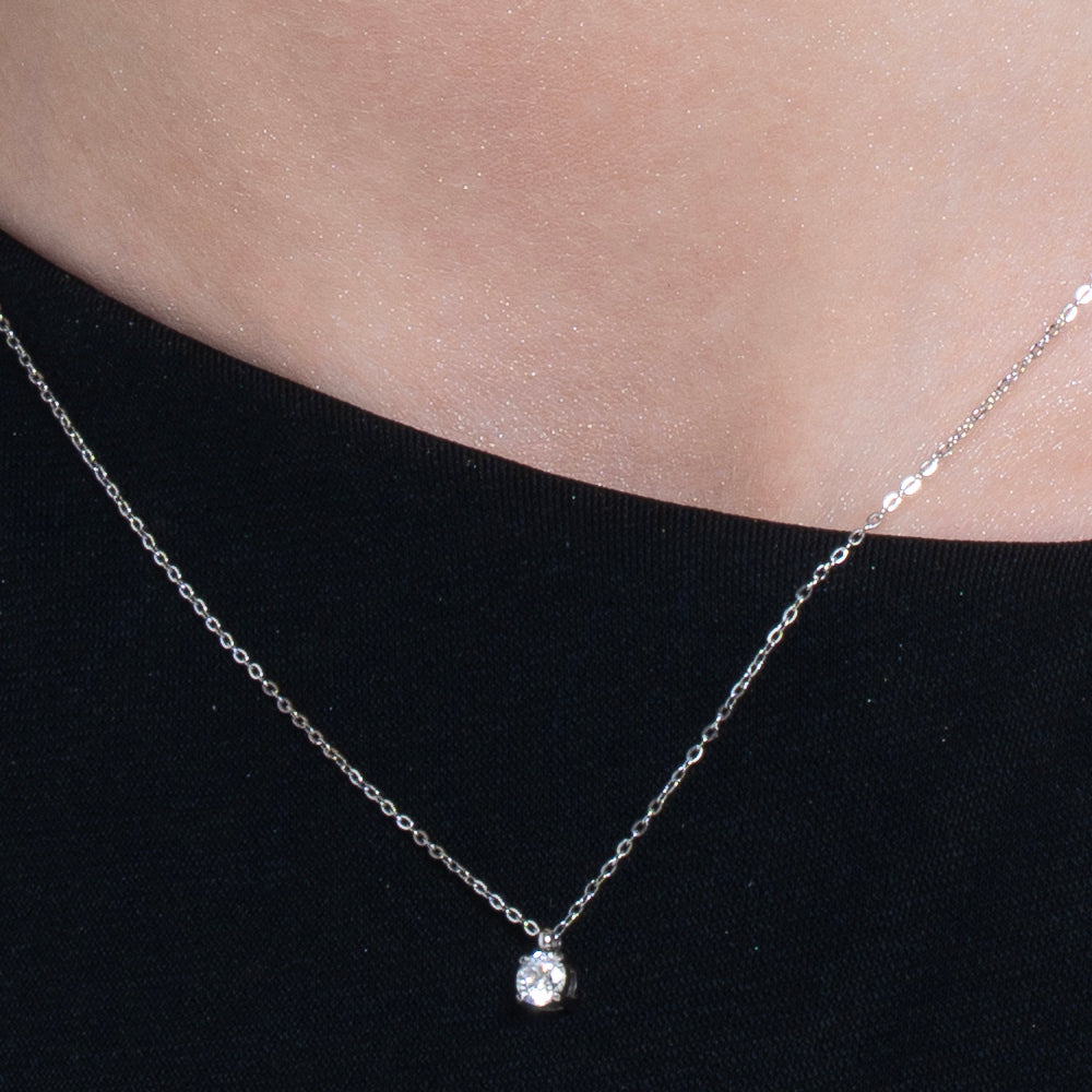 COLLANA DONNA IN ACCIAIO  CON CRISTALLO BIANCO