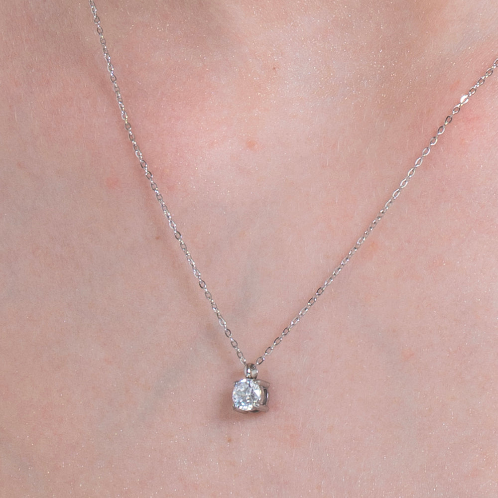 COLLANA DONNA IN ACCIAIO  CON CRISTALLO BIANCO