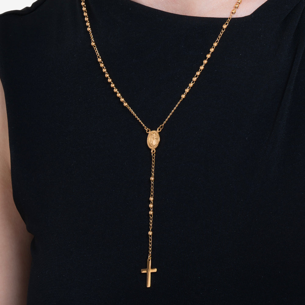 COLLANA DONNA ROSARIO  IN ACCIAIO IP GOLD