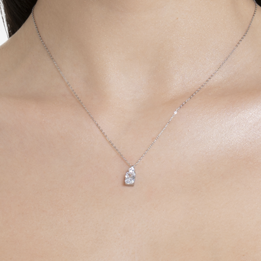 COLLANA DONNA IN ACCIAIO CON ZIRCONI BIANCHI