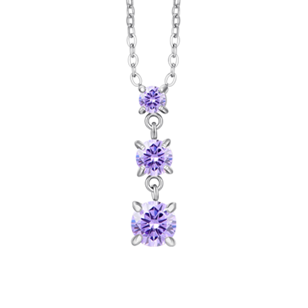 COLLANA DONNA IN ACCIAIO CON ZIRCONI VIOLA