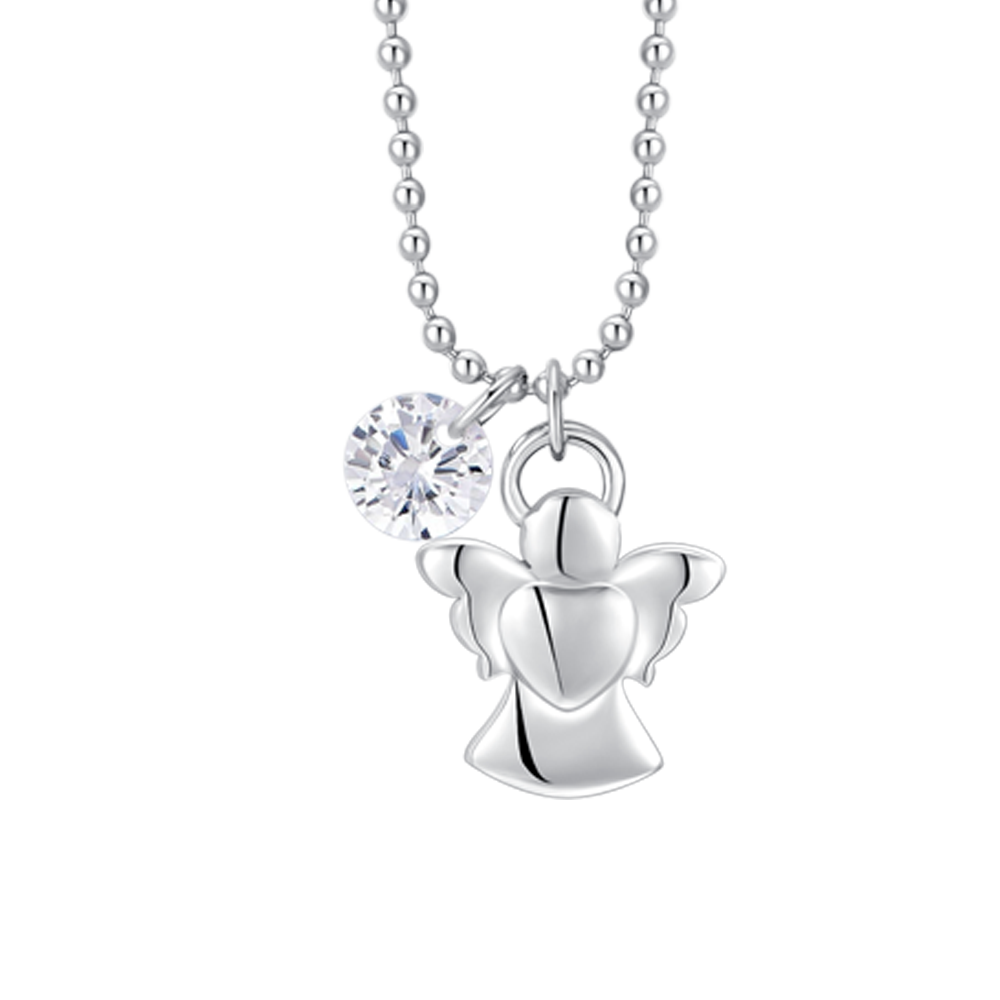 COLLANA DONNA IN ACCIAIO CON ANGELO E ZIRCONE BIANCO