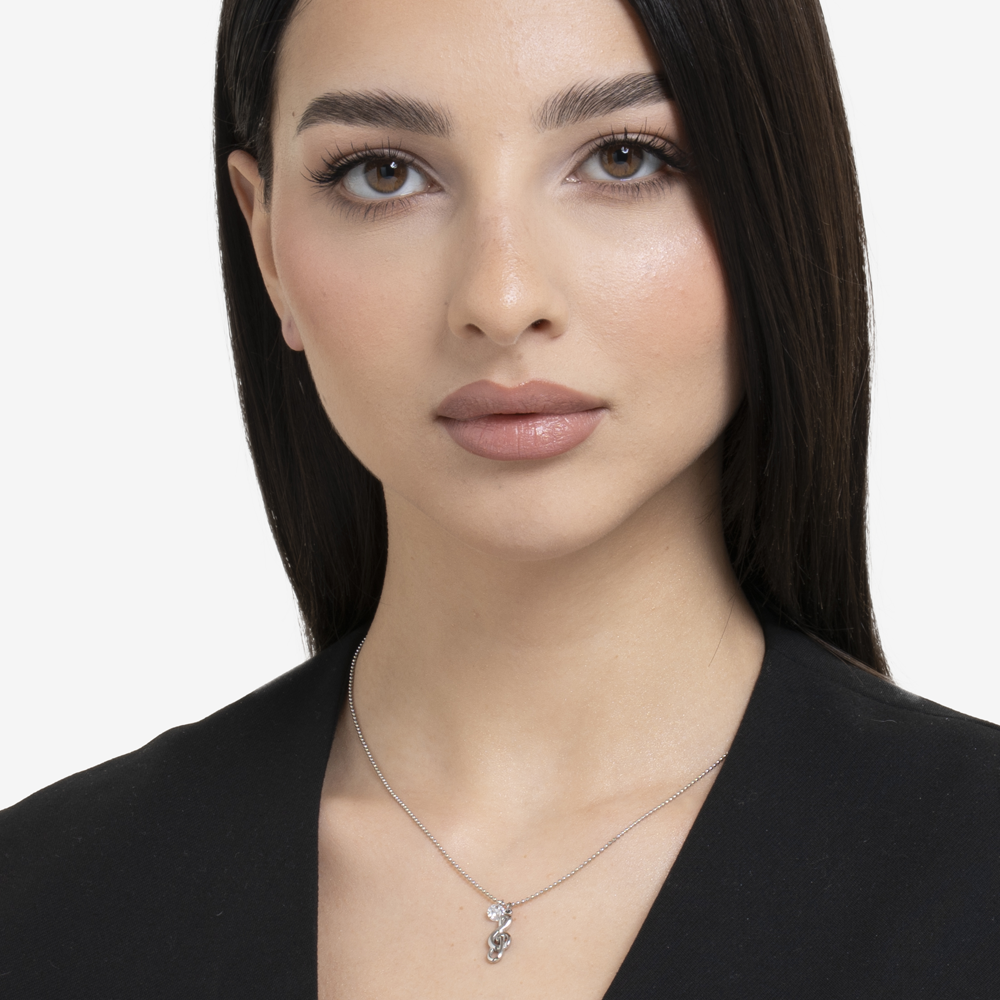 COLLANA DONNA IN ACCIAIO CON NOTA MUSICALE E ZIRCONE BIANCO
