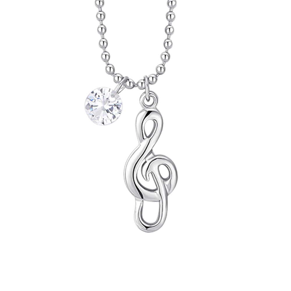 COLLANA DONNA IN ACCIAIO CON NOTA MUSICALE E ZIRCONE BIANCO