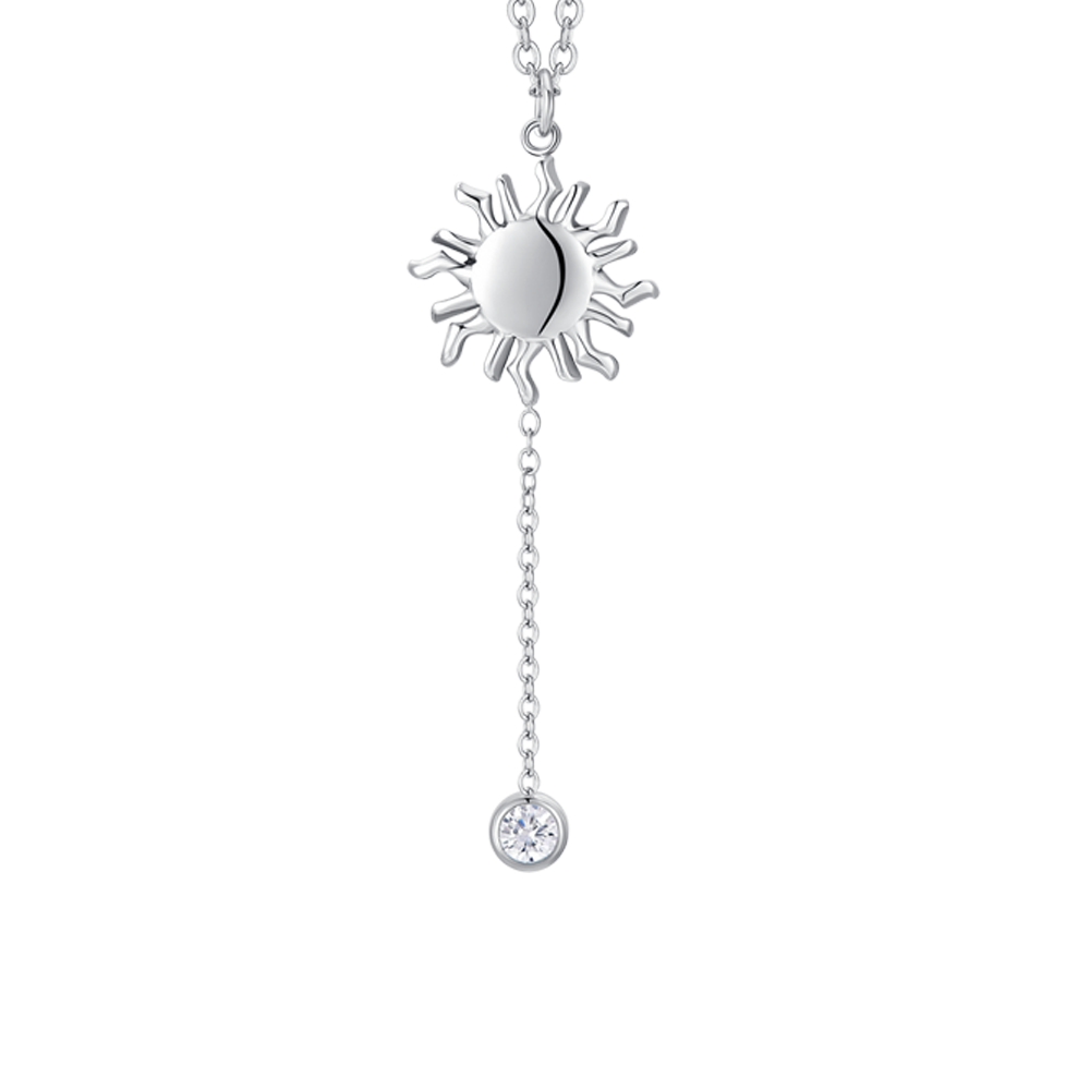 COLLANA DONNA IN ACCIAIO CON SOLE E CRISTALLO BIANCO