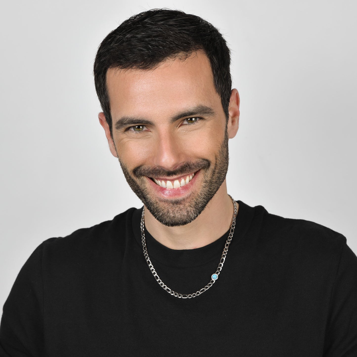 STEEL MEN'S NECKLACE WITH TURQUOISE STONE