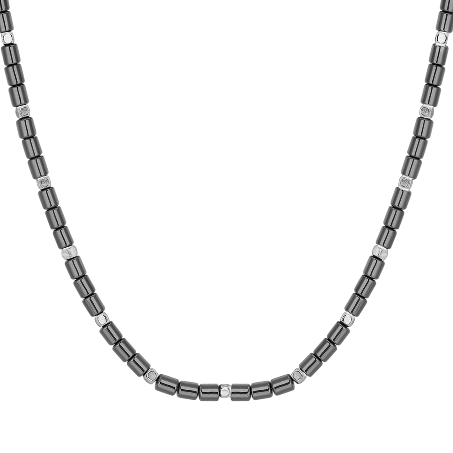 STEEL MEN'S NECKLACE WITH HEMATITE IP GUN AND SILVER