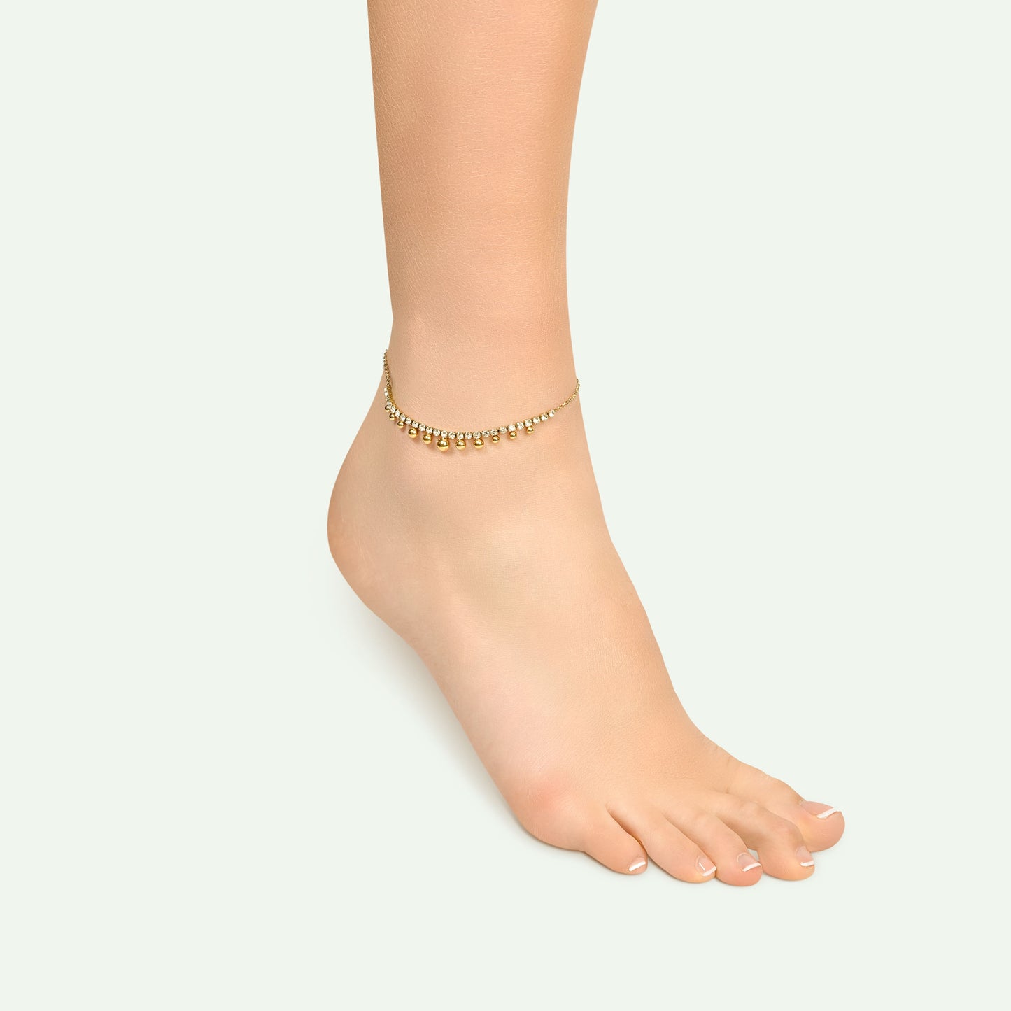 WOMAN'S IP GOLD STEEL ANKLE WITH WHITE CRYSTALS AND BALLS Luca Barra