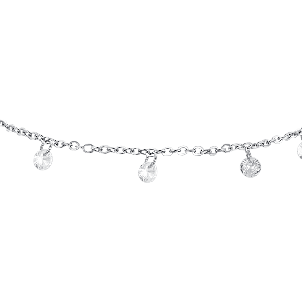 WHITE CUBIC ZIRCONIA STEEL WOMEN'S ANKLET