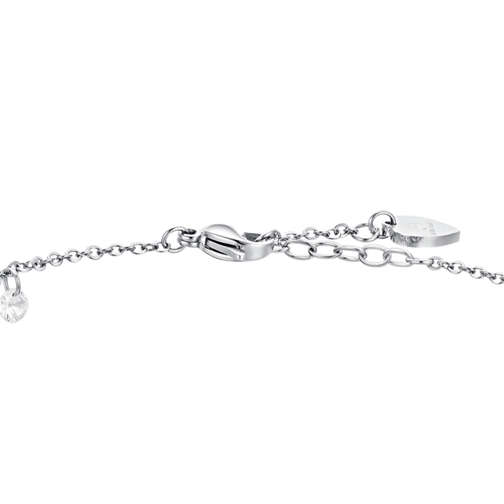 WHITE CUBIC ZIRCONIA STEEL WOMEN'S ANKLET