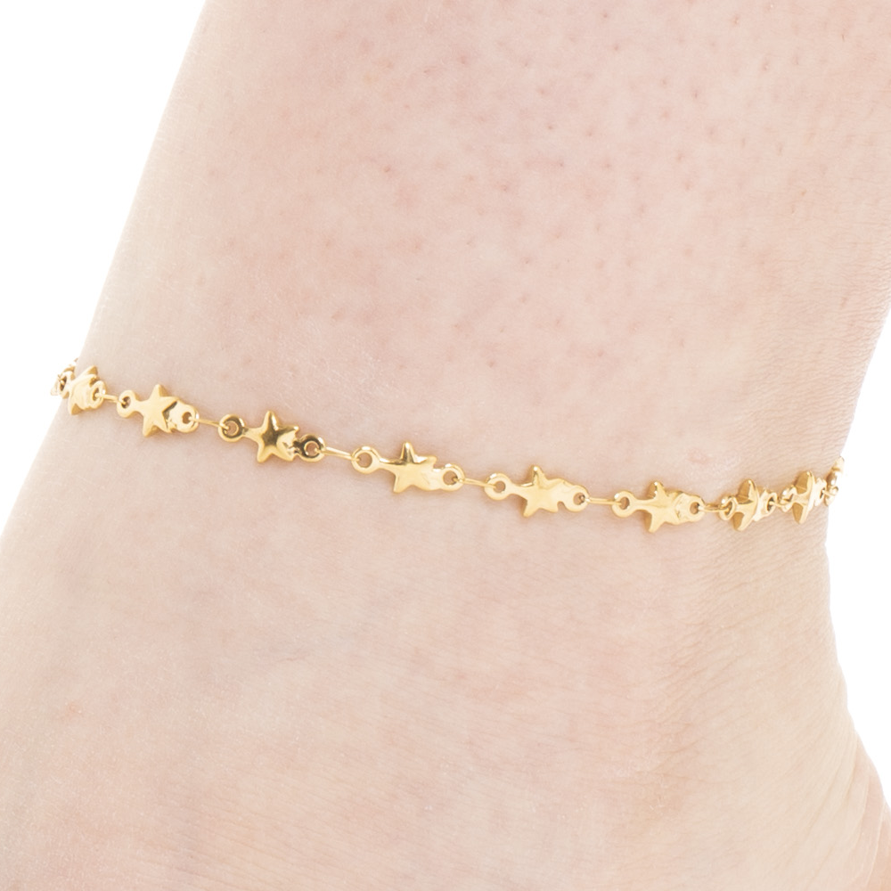 IP GOLD STEEL WOMEN'S ANKLET WITH STARS