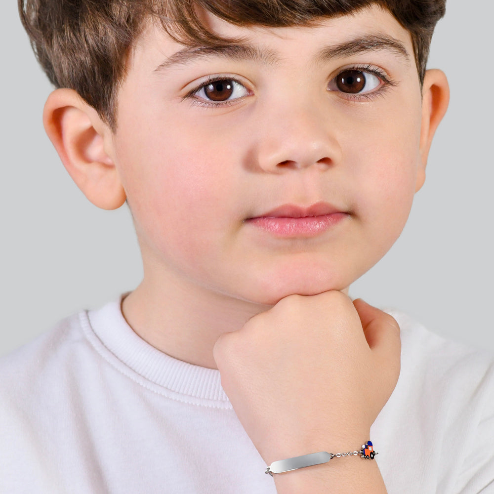 STEEL BABY BRACELET WITH TRAIN