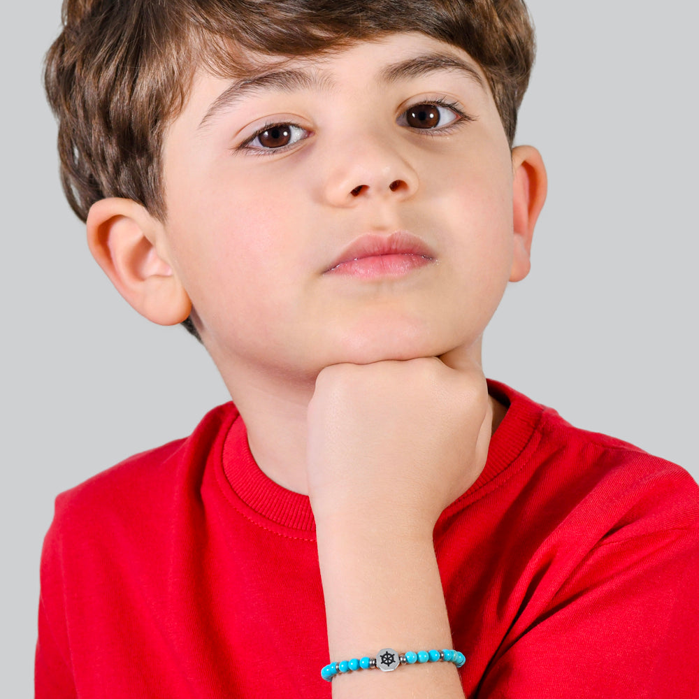 STEEL RUDDER BABY BRACELET WITH TURQUOISE STONES