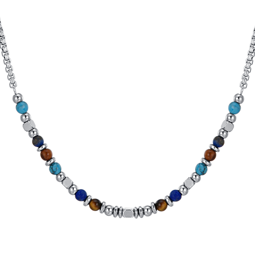 STEEL BABY NECKLACE WITH MULTICOLOR STONES