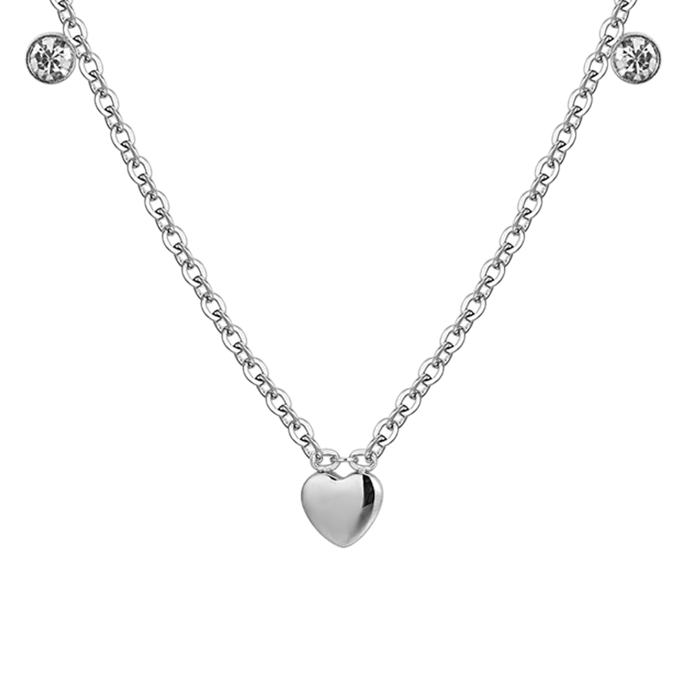 HEARTS AND CRYSTALS STEEL GIRL NECKLACE