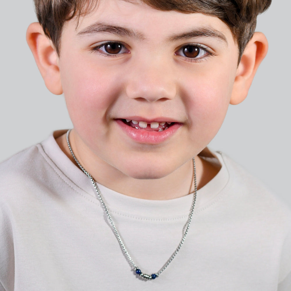 STEEL BABY NECKLACE BLUE STONES