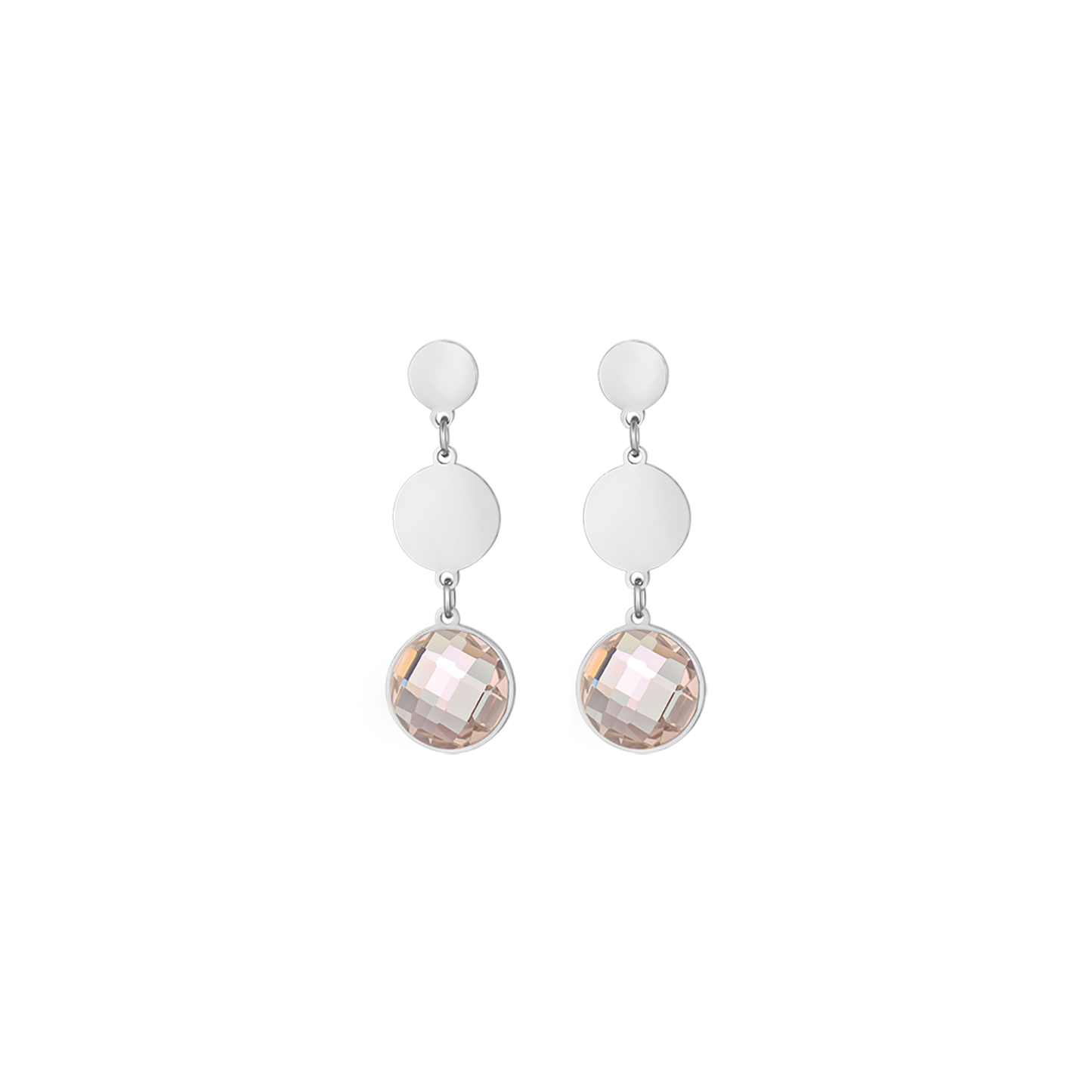 STEEL EARRINGS WITH GOLDEN SHADOW STONES