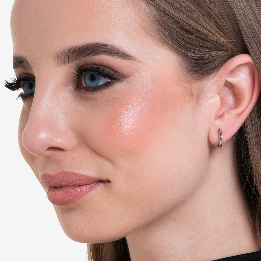 WOMEN'S STEEL HOOP EARRINGS 12MM