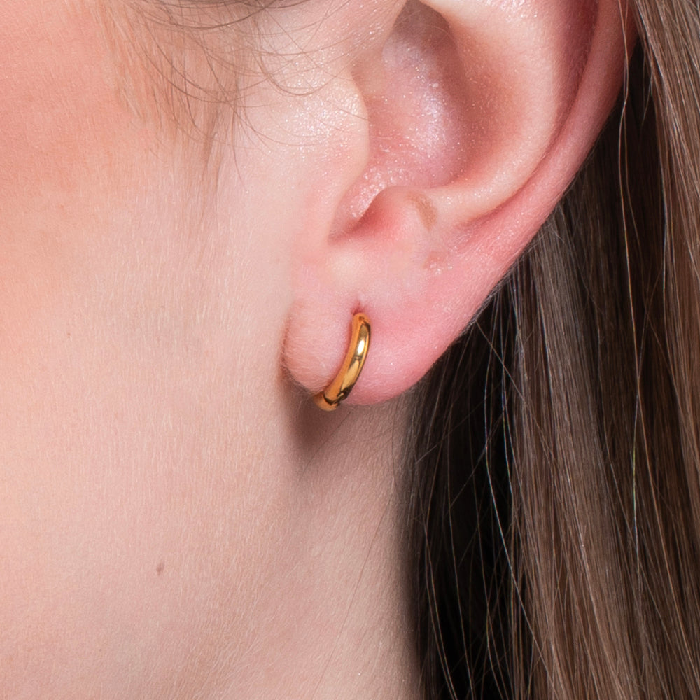 12MM GOLD PLATED STEEL LADIES HOOP EARRINGS