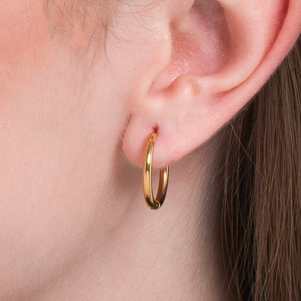 16MM GOLD PLATED STEEL WOMEN'S HOOP EARRINGS