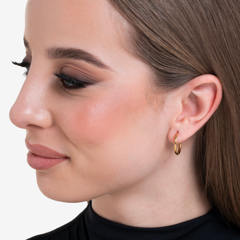 16MM GOLD PLATED STEEL WOMEN'S HOOP EARRINGS