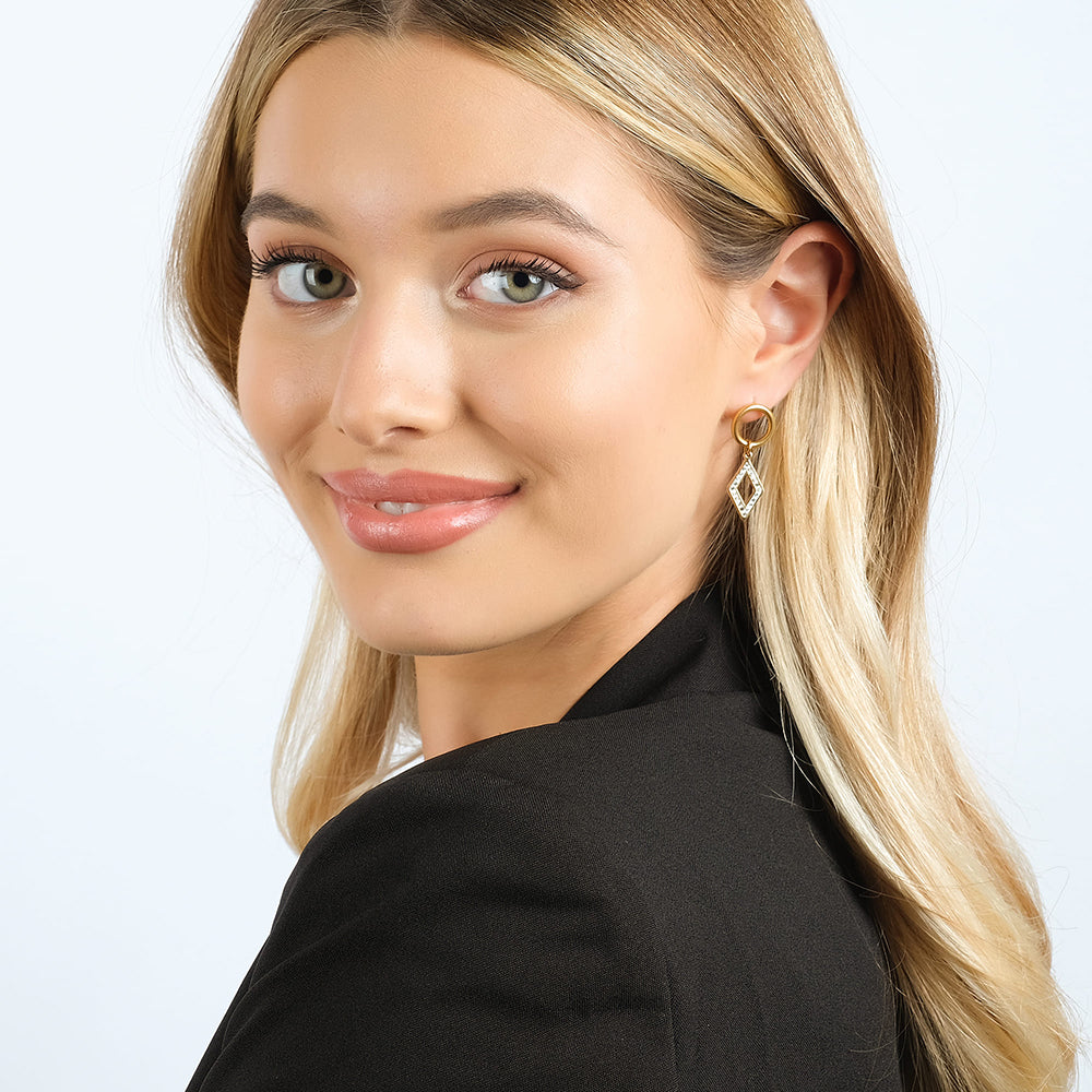 WOMEN'S STEEL EARRINGS WITH WHITE CRYSTALS