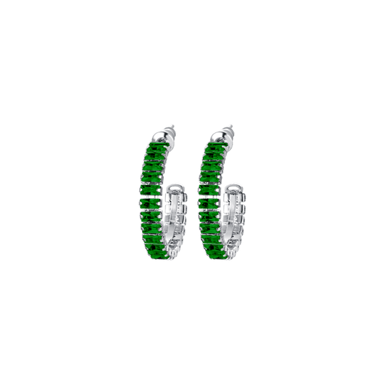 WOMAN'S EARRINGS IN STEEL WITH GREEN CRYSTALS Luca Barra