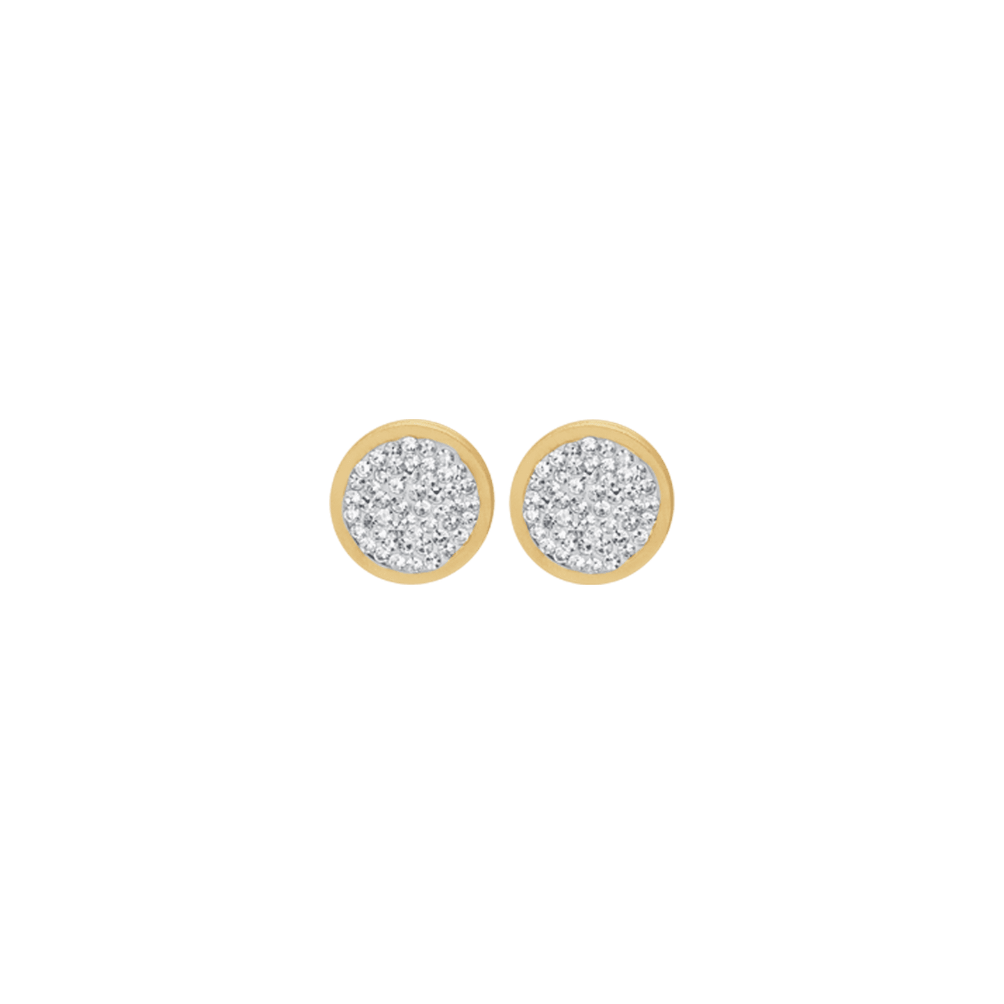 IP GOLD STEEL WOMEN'S EARRINGS WITH WHITE CRYSTALS