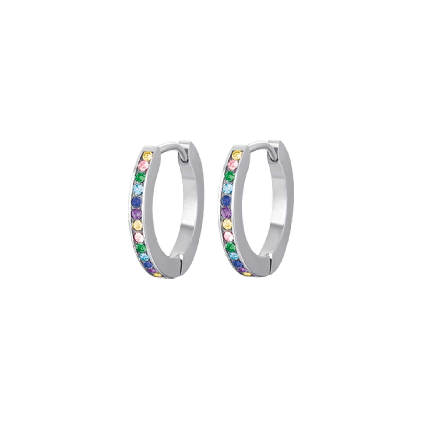 WOMEN'S STEEL EARRINGS WITH MULTICOLOR CRYSTALS