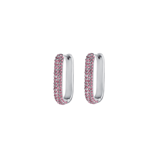 WOMEN'S STEEL EARRINGS WITH PINK CRYSTALS