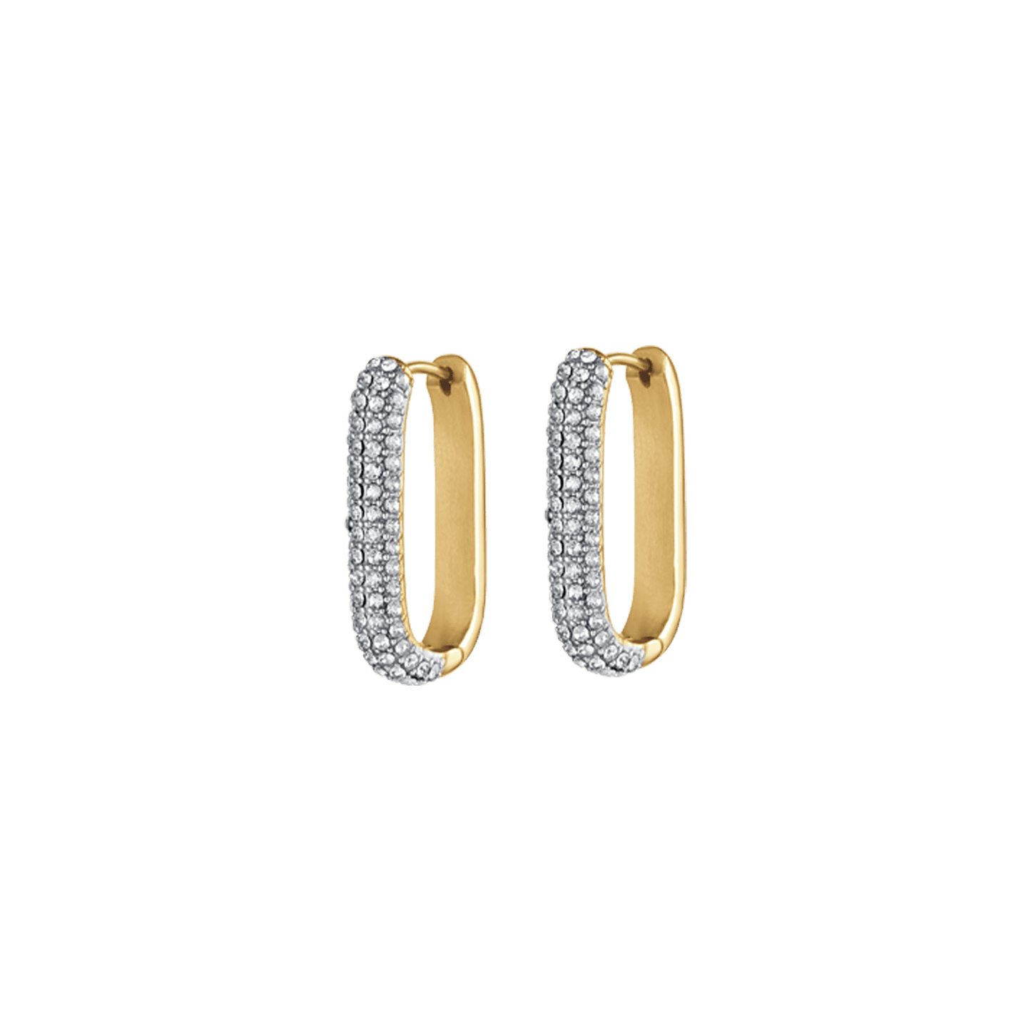 IP GOLD STEEL WOMEN'S EARRINGS WITH WHITE CRYSTALS