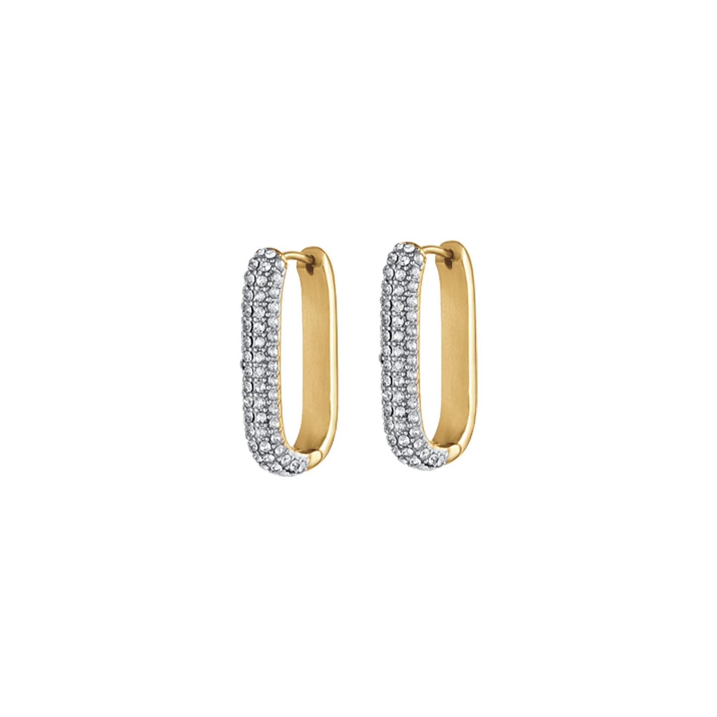 IP GOLD STEEL WOMEN'S EARRINGS WITH WHITE CRYSTALS