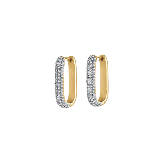 IP GOLD STEEL WOMEN'S EARRINGS WITH WHITE CRYSTALS
