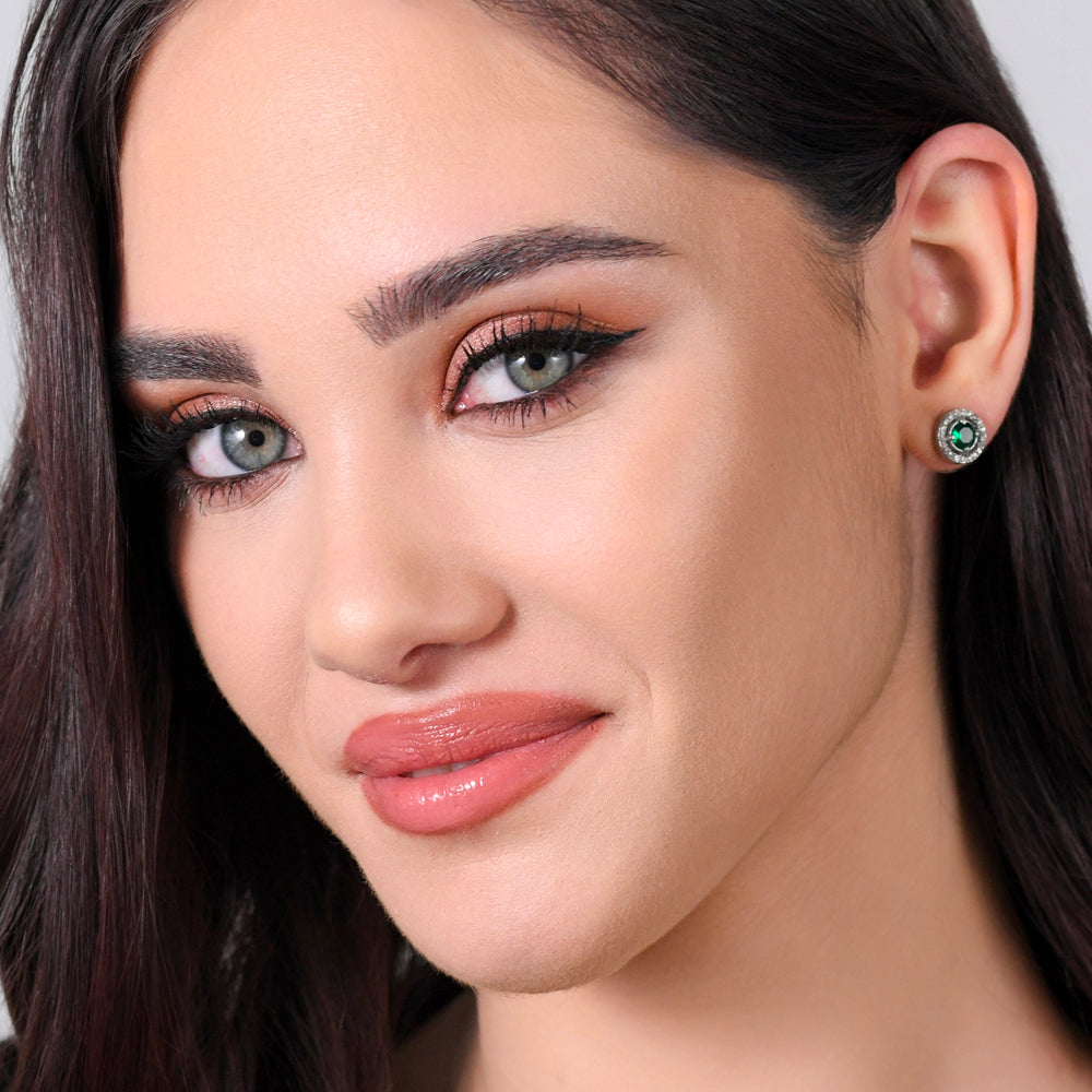 GREEN ZIRCON STEEL WOMEN EARRINGS