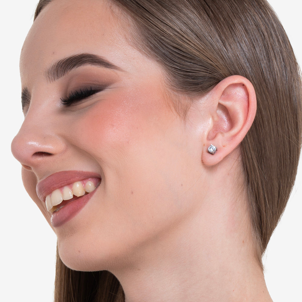 ORECCHINI DONNA IN ACCIAIO  CON CRISTALLO BIANCO